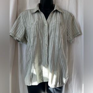 Cappagallo Women's Sz M Button Down Linen/Cotton Blend Blouse